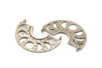 Moon Phases Pendant, 2 Antique Silver Plated Brass Semi Circle Pendants With 2 Loops, Earring Findings (37x14x1mm) U144 H0426