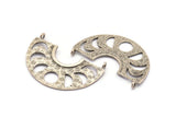 Moon Phases Pendant, 2 Antique Silver Plated Brass Semi Circle Pendants With 2 Loops, Earring Findings (37x14x1mm) U144 H0426