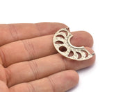 Moon Phases Pendant, 2 Antique Silver Plated Brass Semi Circle Pendants With 2 Loops, Earring Findings (37x14x1mm) U144 H0426