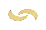 Brass Moon Charms, 10 Raw Brass Moons With 2 Holes, Necklace Horn Charm (44x14x0.80mm) Moon16