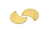 Brass Horn Blank, 10 Raw Brass Moons with 2 Holes,  (25x15x0.80mm) Moon6