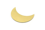 Moon Flat Blank, 10 Raw Brass Crescent Shaped Moon Blanks (36x15x0.80mm) Moon12