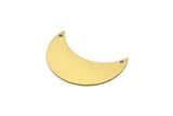 Brass Horn Blank, 10 Raw Brass Moons with 2 Holes,  (36x15x0.80mm) Moon12