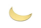 Brass Horn Blank, 10 Raw Brass Moons With 2 Holes, (35x11x0.80mm) Moon11