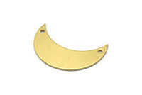 Brass Horn Blank, 10 Raw Brass Moons 2 Holes, (30x11x0.80mm) Moon7