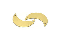 Brass Horn Blank, 10 Raw Brass Moons 2 Holes, (30x11x0.80mm) Moon7