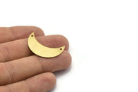 Brass Horn Blank, 10 Raw Brass Moons 2 Holes, (30x11x0.80mm) Moon7