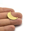 Brass Crescent Moon, 10 Raw Brass Moons With 2 Holes, (25x11x0.80mm) Moon3