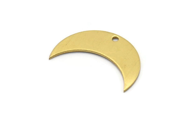 Raw Brass Moon, 10 Raw Brass Moon Blanks withs 1 hole (25x8x0.80mm) Moon2