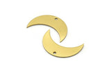 Raw Brass Moon, 10 Raw Brass Moon Blanks withs 1 hole (25x8x0.80mm) Moon2