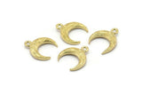 Brass Moon Charm, Raw Brass Textured Horn Charms, Pendant, Jewelry Finding (12x3.50x3mm) N0305