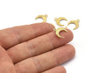 Brass Moon Charm, Raw Brass Textured Horn Charms, Pendant, Jewelry Finding (12x3.50x3mm) N0305