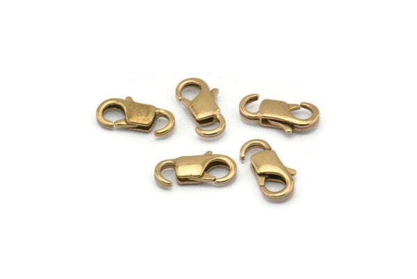 Lobster Claw Clasps, 20 Raw Brass Lobster Claw Clasps (11.3x5mm) Bs-1219--n0597