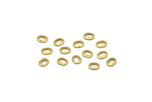Oval Jump Rings - 100 Raw Brass Oval Strong Jump Rings (3x4mm) Brs 503 ( A0361 )