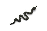 Siyah Yılan Kolye, 1 Halka, Tılsımlar ve Bulgularla Birlikte 2 Oksitlenmiş Siyah Pirinç Yılan Kolye (53x13x1,8 mm) N1600 H1373