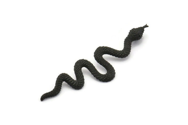 Siyah Yılan Kolye, 1 Halka, Tılsımlar ve Bulgularla Birlikte 2 Oksitlenmiş Siyah Pirinç Yılan Kolye (53x13x1,8 mm) N1600 H1373