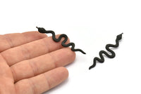 Siyah Yılan Kolye, 1 Halka, Tılsımlar ve Bulgularla Birlikte 2 Oksitlenmiş Siyah Pirinç Yılan Kolye (53x13x1,8 mm) N1600 H1373