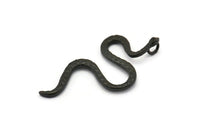 Siyah Yılan Kolye, 1 Halkalı Oksitlenmiş Siyah Pirinç Yılan Kolye, Bulgular (53x26x2,3 mm) N1574 H1375