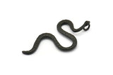 Siyah Yılan Kolye, 1 Halkalı Oksitlenmiş Siyah Pirinç Yılan Kolye, Bulgular (53x26x2,3 mm) N1574 H1375