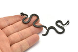 Siyah Yılan Kolye, 1 Halkalı Oksitlenmiş Siyah Pirinç Yılan Kolye, Bulgular (53x26x2,3 mm) N1574 H1375