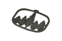 Siyah Ağaç Tılsımı, 1 Delikli Oksitlenmiş Siyah Pirinç Ağaç Tılsımları, Kolye Uçları, Bulgular (44x34mm) V095 H1000