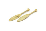 Gold Oval Pendant, 2 Gold Plated Textured Pendants with Oval Blank and 1 Loop (52x8mm) N0406