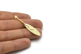 Gold Oval Pendant, 2 Gold Plated Textured Pendants with Oval Blank and 1 Loop (52x8mm) N0406