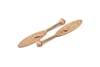 Rose Gold Oval Pendant, 2 Rose Gold Plated Textured Pendants with Oval Blank and 1 Loop (52x8mm) N0406