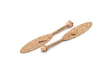 Rose Gold Oval Pendant, 2 Rose Gold Plated Textured Pendants with Oval Blank and 1 Loop (52x8mm) N0406