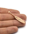 Rose Gold Oval Pendant, 2 Rose Gold Plated Textured Pendants with Oval Blank and 1 Loop (52x8mm) N0406