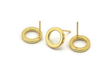 Gold Circle Earring, 4 Gold Plated Brass Circle Stud Earrings (12mm) N0441 A1135