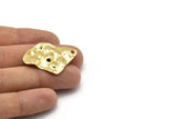 Gold Irregular Charm, 2 Gold Plated Brass Irregular Shaped Charms With 1 Hole, Earrings, Pendants, Findings (37x27x0.60mm) D0804