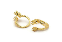 Adjustable Ring Settings, 2 Gold Lacquer Plated Brass 6 Claw Ring Blanks - Pad Size 4mm N0321 H0121