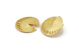 Gold Moon Earring, 2 Gold Plated Brass Moon Phases Stud Earrings (25x1mm) N1011 Q0961
