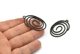 Siyah Oval Charm, 1 Halkalı 2 Çekiçlenmiş Oksitlenmiş Siyah Pirinç Oval Charm, Küpeler, Kolye Uçları (43x27x1,2 mm) V144