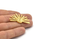 Gold Sunshine Earring, 2 Gold Plated Brass Sunshine Badge Stud Earrings - Pad Size 8mm (40x26mm) N0770 Q0804