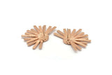Rose Gold Sunshine Earring, 2 Rose Gold Plated Brass Sunshine Badge Stud Earrings - Pad Size 8mm (40x26mm) N0770 Q0804