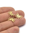 Brass Sun Charm, 24 Raw Brass Sun Charms With 1 Hole (11x15x0.80mm) M02252