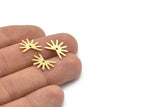 Brass Sun Charm, 24 Textured Raw Brass Sun Charms With 1 Hole (11x15x0.80mm) M02253