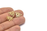 Brass Sun Charm, 24 Raw Brass Sun Charms With 2 Loops (13x15x0.80mm) M02264