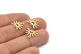 Brass Sun Charm, 24 Textured Raw Brass Sun Charms With 2 Loops (13x15x0.80mm) M02265
