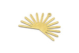 Brass Sun Charm, 8 Textured Raw Brass Sun Charms With 1 Loop (22x30x0.80mm) M02269