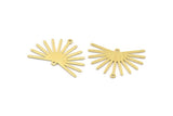 Brass Sun Charm, 8 Textured Raw Brass Sun Charms With 2 Loops (22x30x0.80mm) M02275