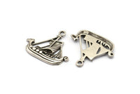 Antique Silver Ship Pendant, 2 Antique Silver Plated Viking Ship Necklace Pendants With 1 Loop, Earrings, Findings (31x27x3mm) BS 1912