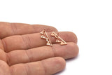 Rose Gold Mountain Earring, 6 Rose Gold Plated Brass Mountain Shaped Stud Earrings (22x7x1mm) D0827 A1214 Q1082