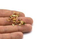 Stainless Post Rhinestone Pad, 50 Stainless Steel Earring Posts With Raw Brass 6mm Pad, Ear Studs For Chaton Rhinestone Bs-1254
