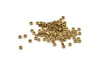 Tiny Spacer Bead, 100 Raw Brass Spacer Rondelle Beads for Leather, Bracelets, Ropes (2.5mm) Y084