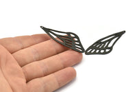 Siyah Kanat Tılsımı, 2 Döngülü 2 Oksitlenmiş Siyah Pirinç Kanat Tılsımı (52x22x1mm) V097