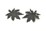 Siyah Yaprak Kolye, 1 Halkalı 2 Oksitlenmiş Siyah Pirinç Yaprak Kolye, Tılsımlar (37x1mm) V114