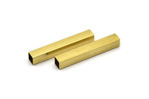 Brass Geometric Tube Bead, 12 Raw Brass Square Tube Beads  (6x40mm) Bs 1623